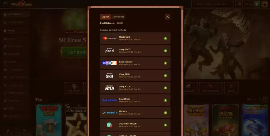 Wild Robin Deposit Methods