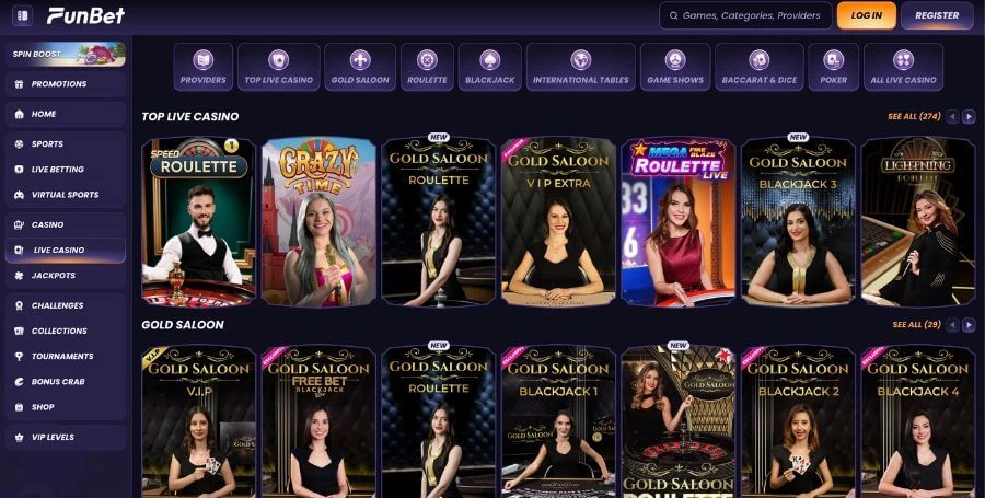 FunBet Live Casino Games