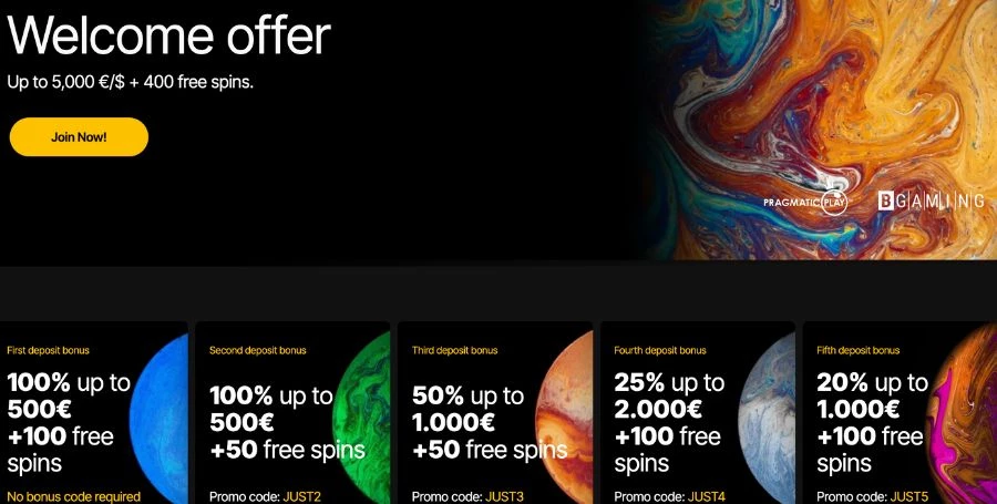 Just Casino Welcome Bonus