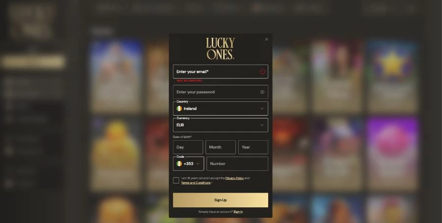 Lucky Ones Registration & Login