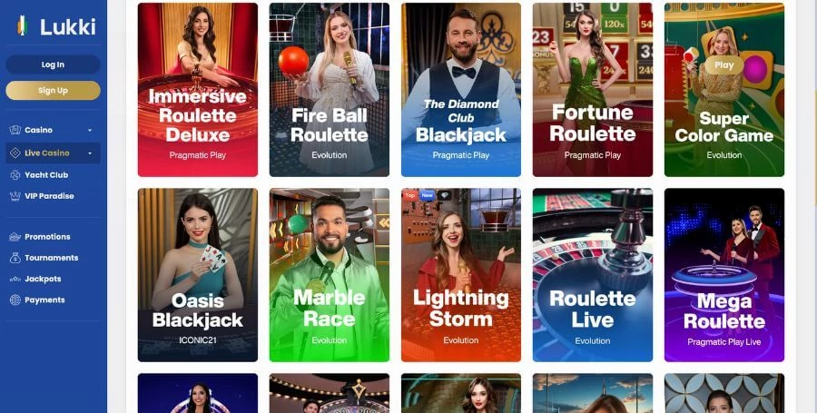 Lukki Live Casino Games