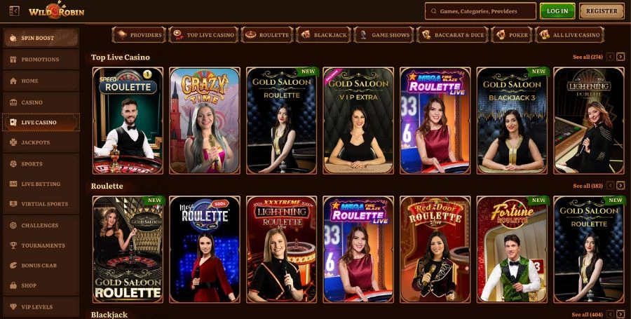 Wild Robin Live Casino Games