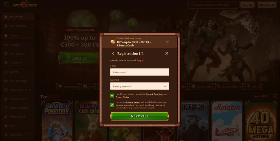 Wild Robin Registration & Login
