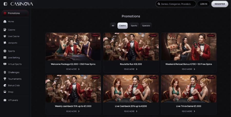 Casinova Bonuses & Promotions