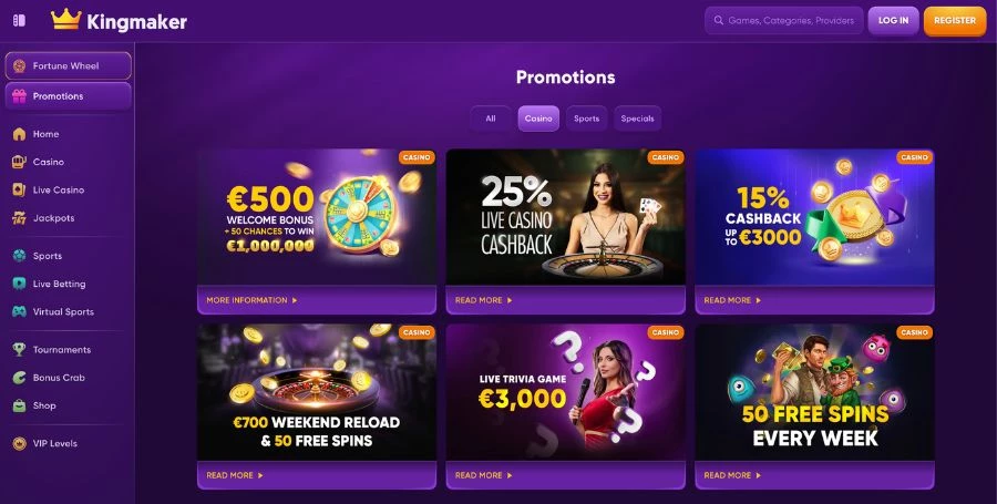 Kingmaker Bonuses & Promotions