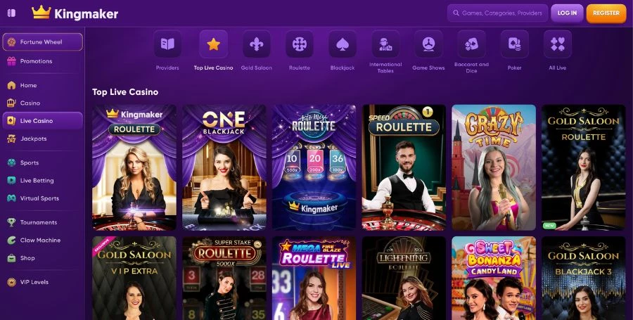 Kingmaker Live Casino Games