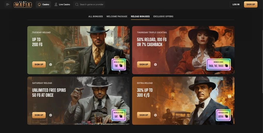 Slot Mafia Bonuses & Promotions