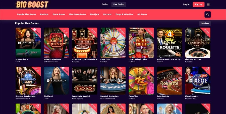 BigBoost Live Casino Games