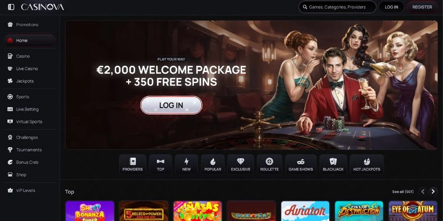 Casinova Home Page