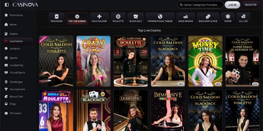 Casinova Live Casino Lobby