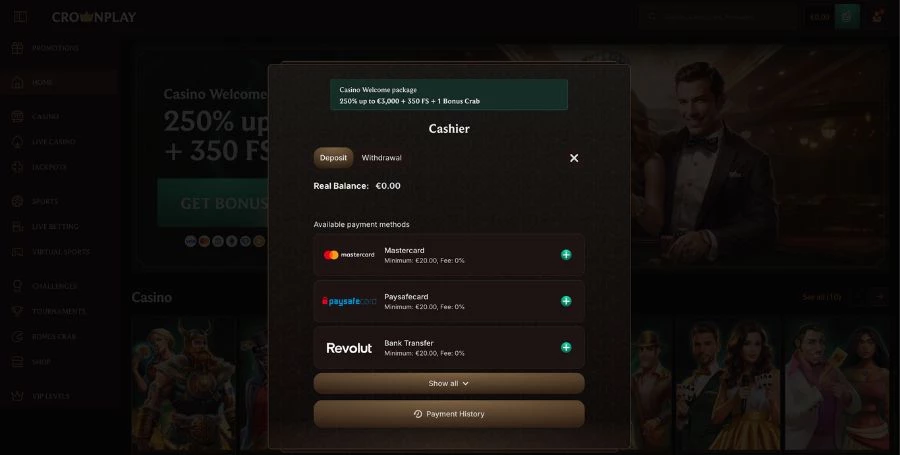CrownPlay Payment Methods
