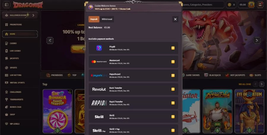 Dragonia Payment Methods