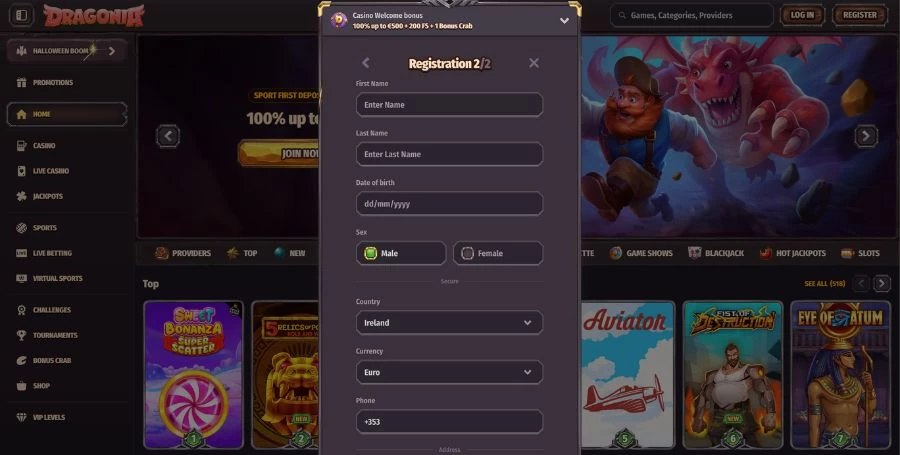 Dragonia Registration & Login