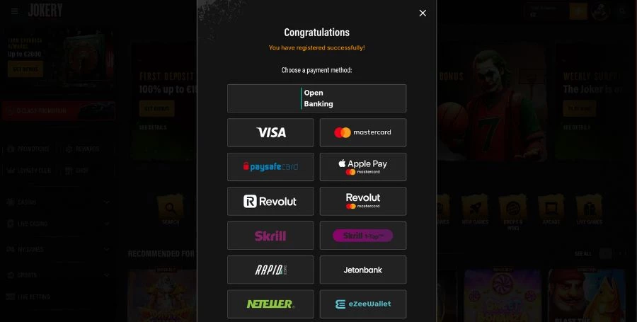 Jokery Payment Methods