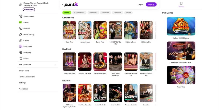 Puntit Live Casino Games