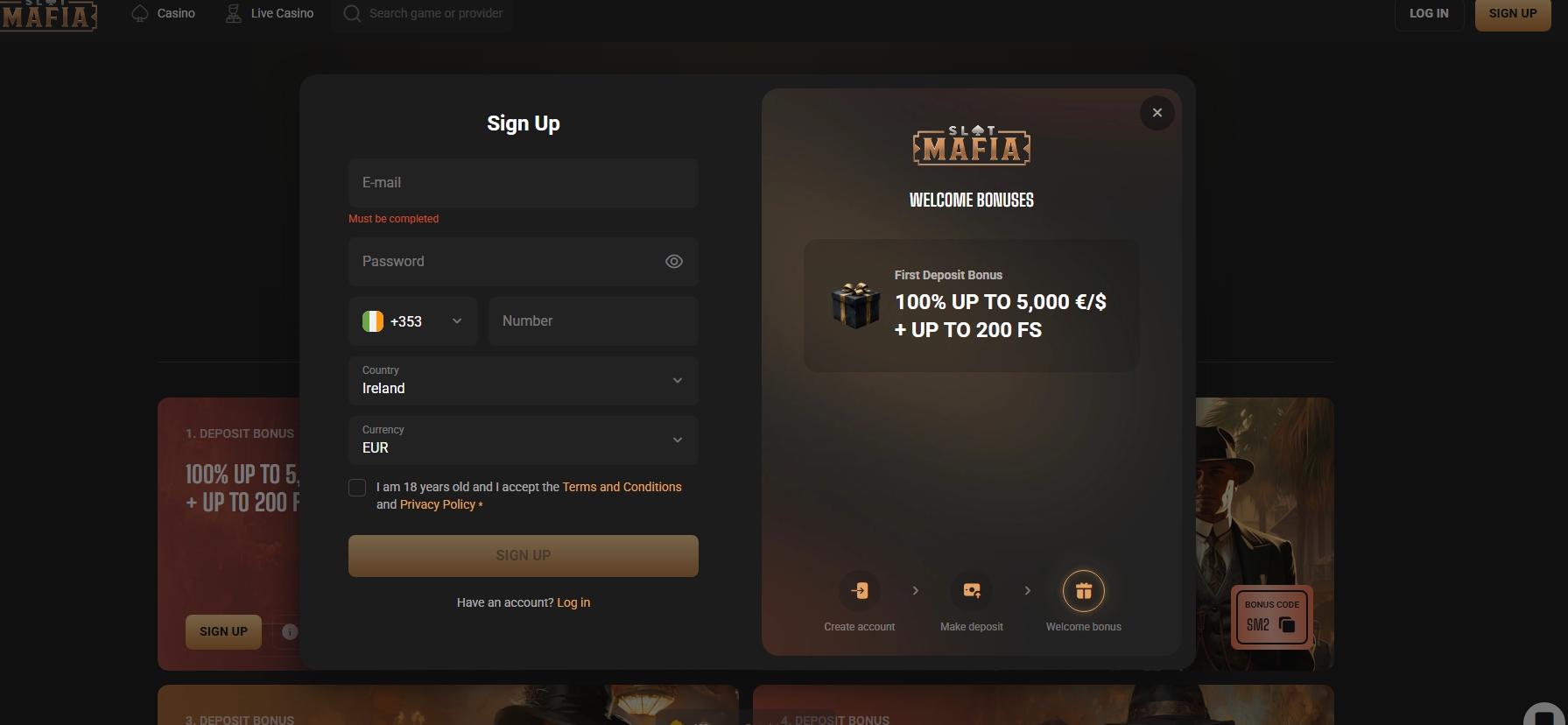 Slot Mafia Registration & Login