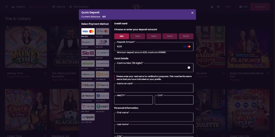 VegasNow Visa Payment