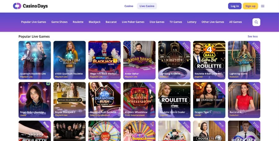 Casino Days Live Casino Games
