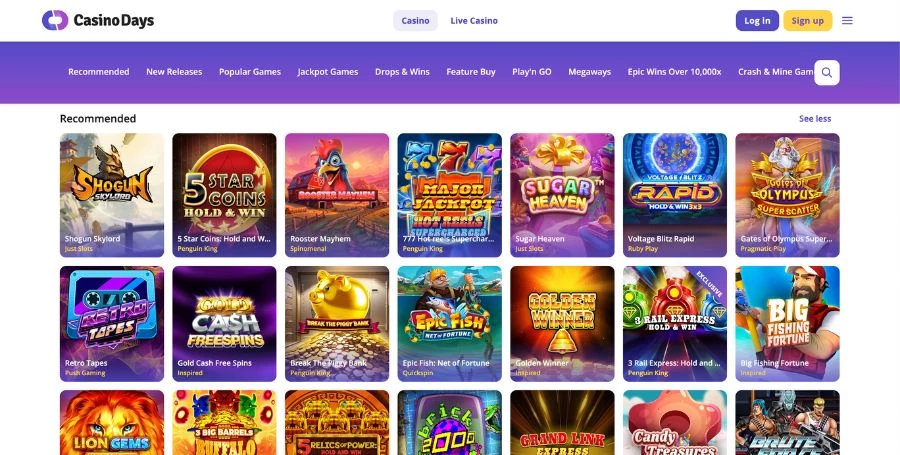 Game Selection at Casino Days