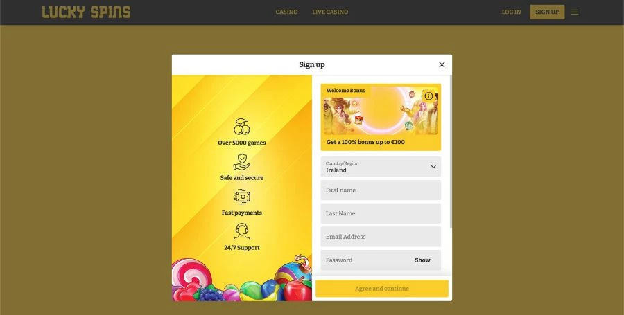 Lucky Spins Registration & Login
