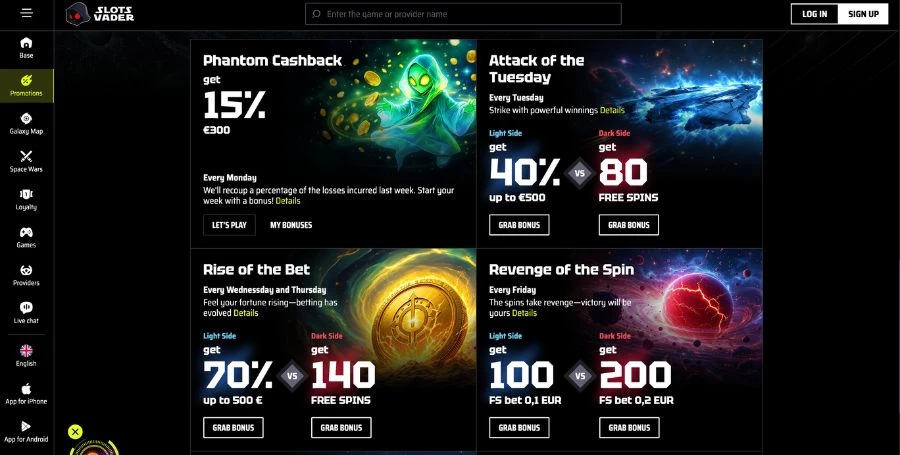 Slotsvader Bonuses & Promotions