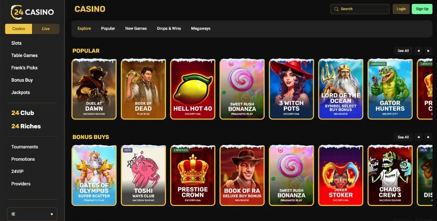 Game Selection at 24Casino
