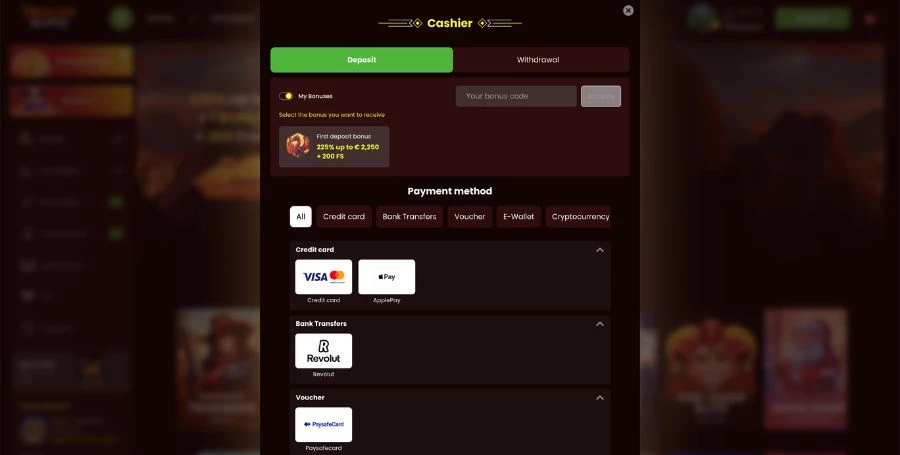 Payments at Dragonslots