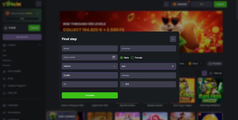 SpinLine Registration & Login