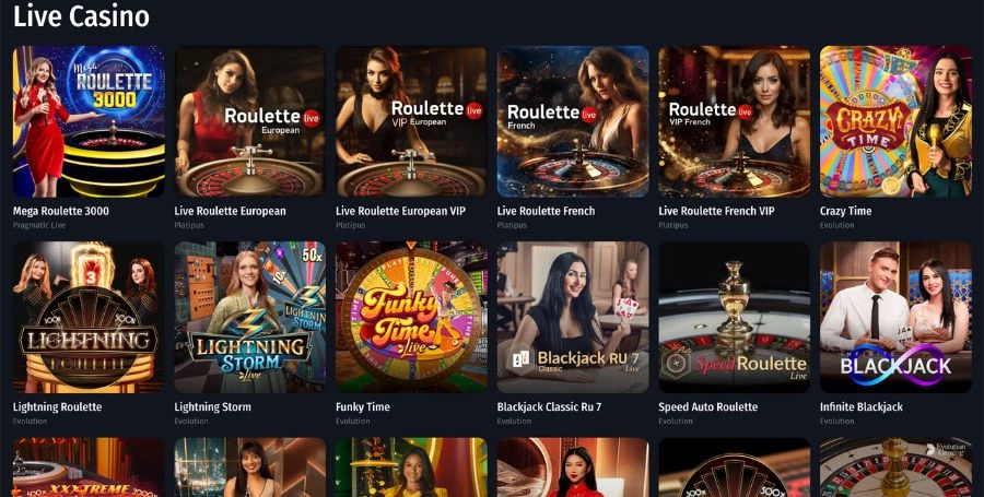WinShark Live Casino Games