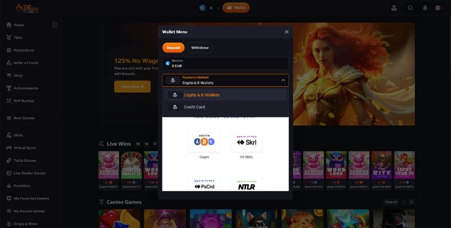 Payments at Blaze Spins