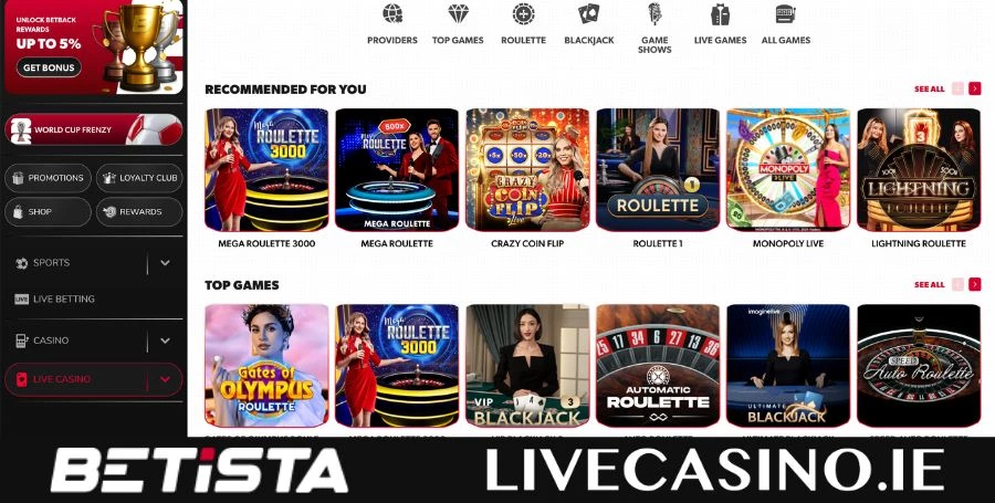 Betista Live Casino Games